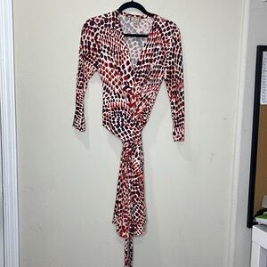 Banana Republic Issa London Womens M Wrap Style Dress Rayon Orange Retro Office